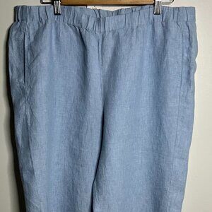 J. Jill Love Linen Light Blue Linen Pants, Size Petite Large NWT